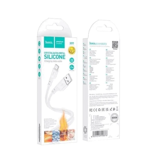 Кабель Hoco USB Cable to USB-C X97 Crystal 2.4A 20W 1m White фото 4