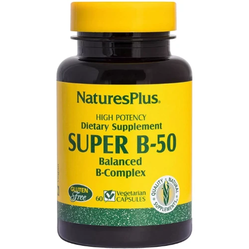 Natures Plus Super B-50 Комплекс витаминов B-50 60 вегетарианских капсул
