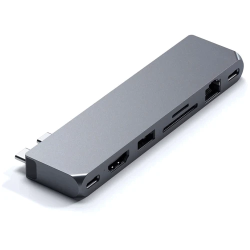 Адаптер Satechi Adapter Aluminum USB-C to 2xUSB-C+USB+HDMI+RJ45+SD+3.5mm Space Gray (ST-UCPHMXM): Интерфейс подключения USB-C