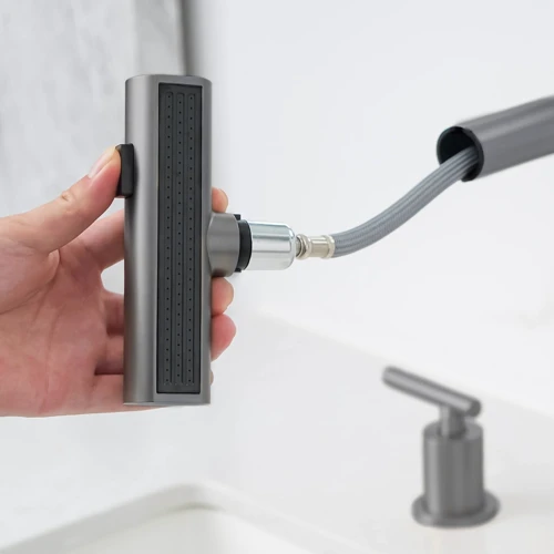 Смеситель для раковины Lefton Two-Handle Widespread Waterfall & Pull-Out Bathroom Faucet with Temperature Display-BFWS2401 Grey фото 11