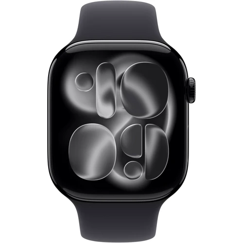 Apple Watch Series 11 GPS + Cellular 42mm Jet Black Aluminium Case with Black Sport Band - M/L (MF854)