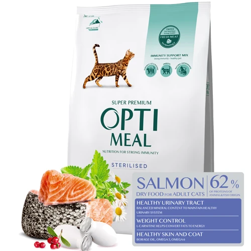 Сухой корм Optimeal Sterilised cats для стерилизованных кошек с лососем 4 кг (4820215368148) фото 10