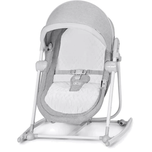 Шезлонг-гойдалка 5 в 1 Kinderkraft Nola Stone Grey (KBNOLA00GRY0000): Додаткові зручності дуга с игрушками, Изменение наклона, москитная сетка, Ремни безопасности, Система складывания, Съемн