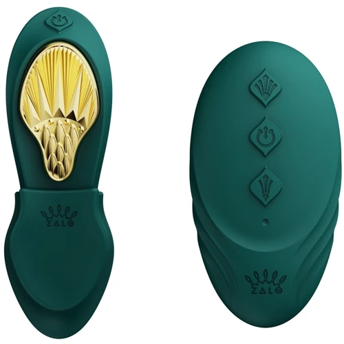 Смартвибратор в трусики Zalo - AYA Turquoise Green, насадка и пульт ДУ