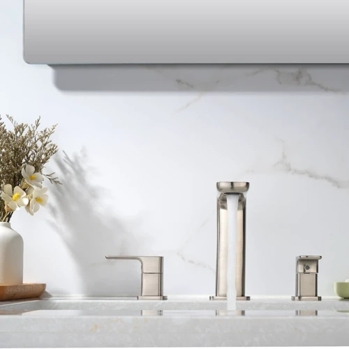 Смеситель для раковины Lefton Widespread 2-handle Bathroom Faucet with Temperature Display-BFWS2402 Brushed Nickel: Длина излива, см 20