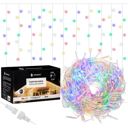 Гирлянда Springos бахрома уличная 12 м 300 LED Flash разноцветная (CL0319)