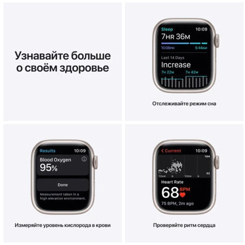 Apple Watch Series 7 41mm GPS Starlight Aluminum Case With Starlight Sport Band (MKMY3) Approved Витринный образец фото 4