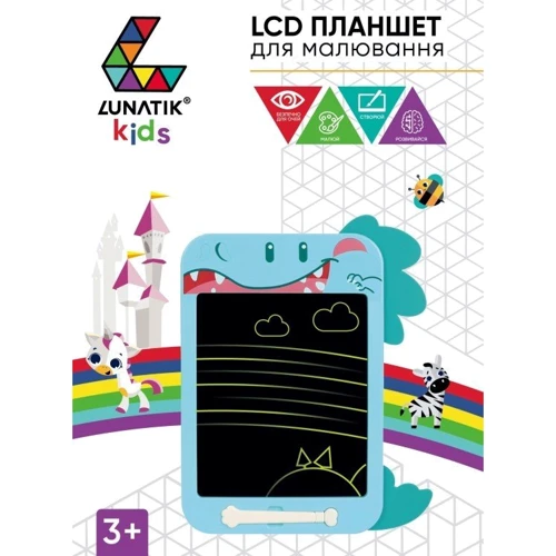 Графический планшет для рисования Lunatik Kids с LCD экраном 10" (динозавр), LN10K-B: Возраст от 3-х лет