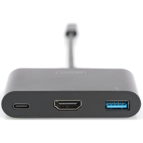 Адаптер Digitus Adapter USB-C to HDMI+USB+USB-C Black (DA-70855): Колір черный