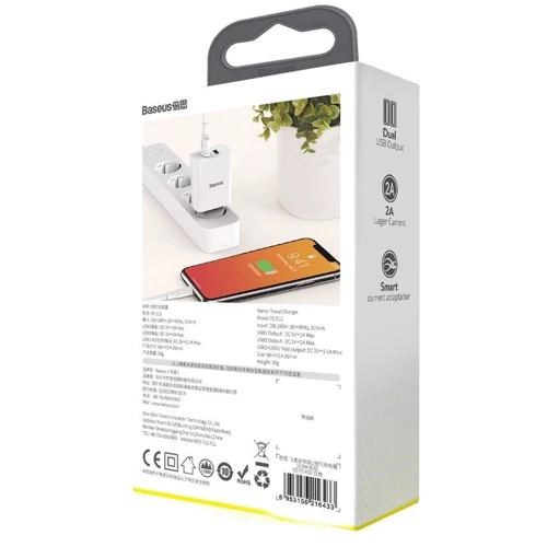 Зарядное устройство Baseus USB Wall Charger Speed Mini 2xUSB 2.1A 10.5W White (CCFS-R02) фото 6