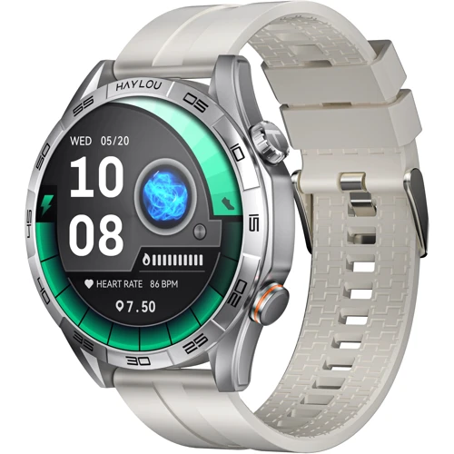 Смарт-годинник Haylou Solar 5 (LS20) White (Silicone + Stainless Steel Strap): Дисплей 1.58" AMOLED (480x480)