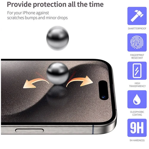 Защитное стекло для iPhone Blueo Tempered Glass Hot Bending Black for iPhone 15 Pro Max фото 5