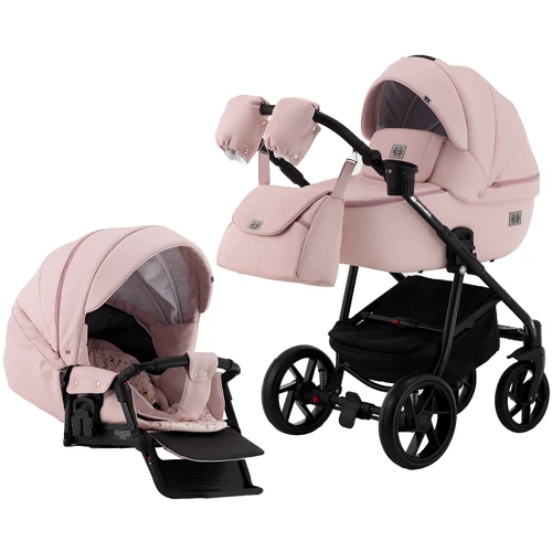 Коляска 2 в 1 Adamex Hybryd Plus кожа 100% BR331 розовый (пудра) (623689)