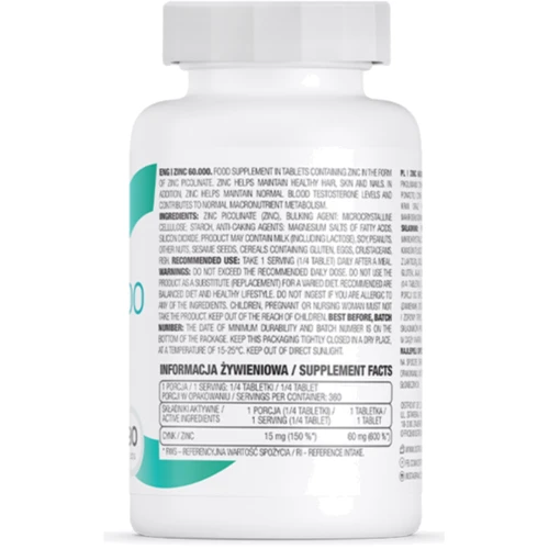 OstroVit Zinc 60.000 Цинк 90 таблеток: Тип Цинк