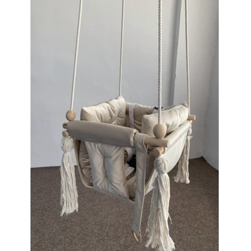 Качели детские Infancy Галетная Велюр тканевая подвесная молочная