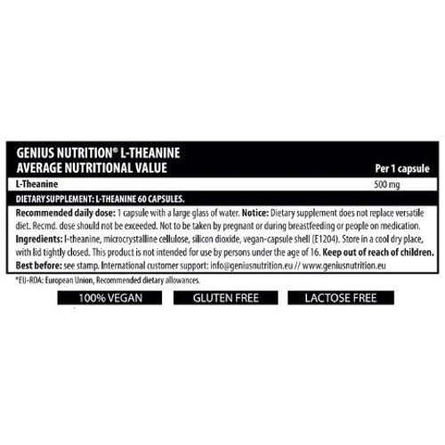 Аминокислота для спорта Genius Nutrition L-Theanine 60 caps / 60 servings: Тип Тианин