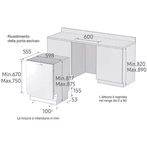 Вбудовувана посудомийна машина Samsung DW60M9970BB: Колір білий