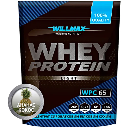 Протеїн Willmax Whey Protein 65 1000 g /25 servings/ Pineapple-coconut