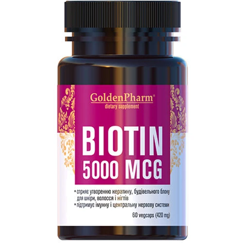 Голден-Фарм Biotin Биотин витамин В7 5000 mcg 60 капсул