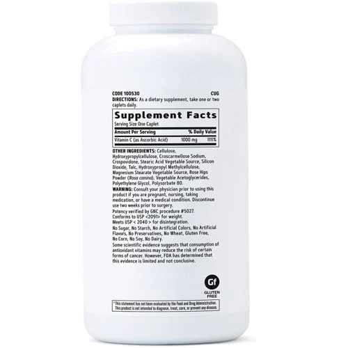 GNC Vitamin C 1000 mg, 500 Vegetarian Caplets: Форма випуску Таблетки