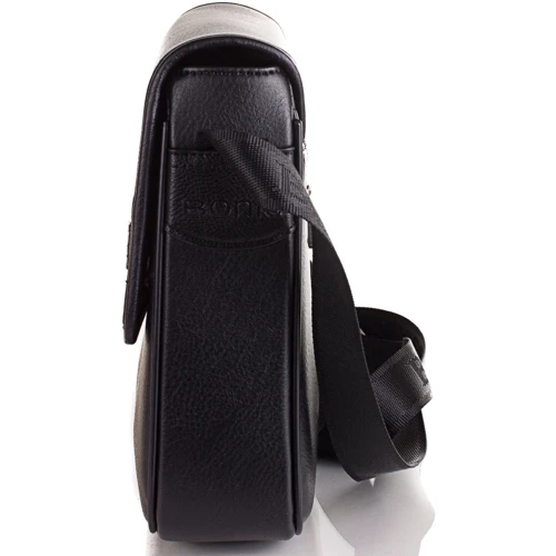 Чоловіча сумка почтальонка Bonis чорна (SHIL8101-black): Фактура матова, Гладка