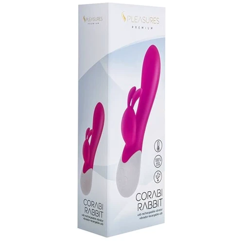Вибратор-кролик S Pleasures Premium Corabi Rabbit (16 режимов, нагрев) розовый