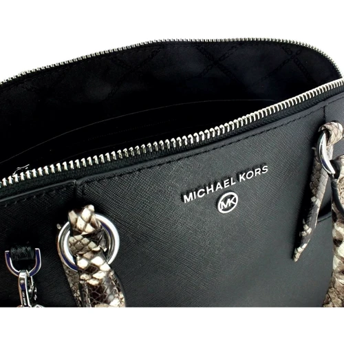 Женская сумка-купол Michael Kors Hudson LG Dome Satchel черная (30F0SHUS3L001): Фактура Сафьяно, Матовая