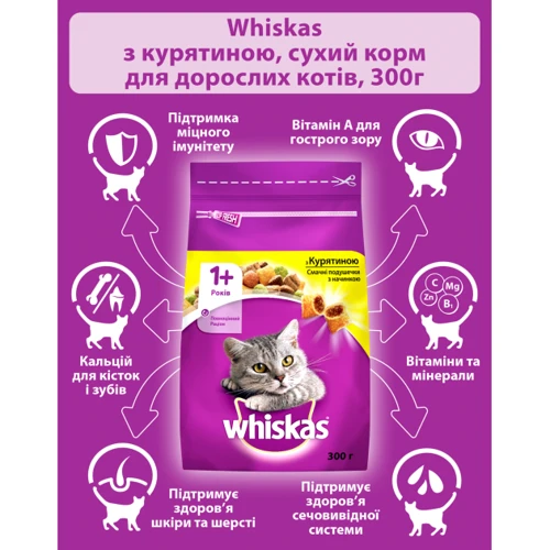 Сухой корм Whiskas для котов с курицей 14х300 г (5998749105986): Класс Премиум