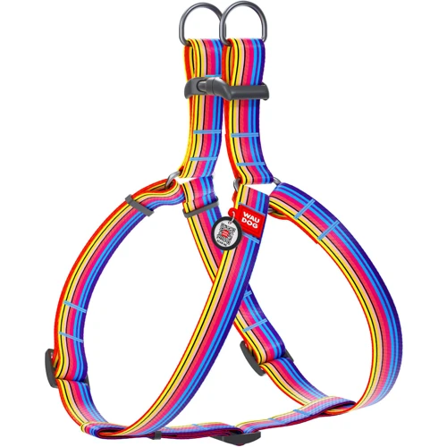 Шлея WAUDOG Nylon с QR-паспортом, рисунок "Линия 1" 15 мм 40-55 см разноцветный (5052)