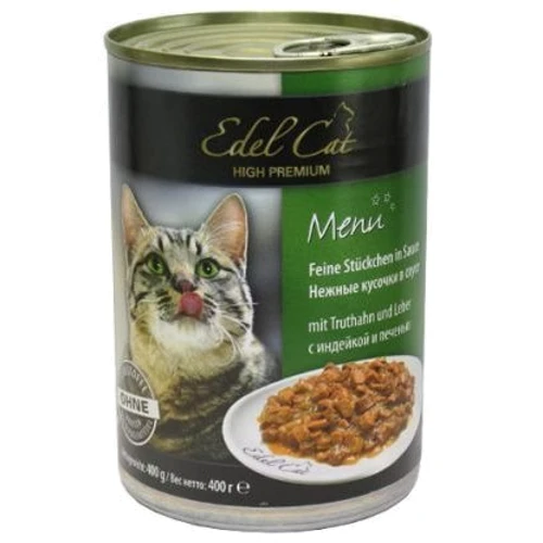 Влажный корм Edel Cat для котов с индейкой и печенью 400 g (4003024173039)