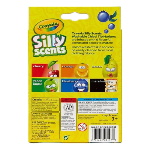 Ароматизовані фломастери (6 шт), Silly Scents, Crayola: Стать хлопчик, дівчинка