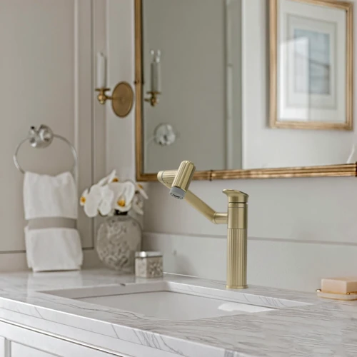 Смеситель для раковины Lefton 360° Rotatable Single-Hole Bathroom Faucet-BF2208 Brushed Gold: Вес, кг 1.6