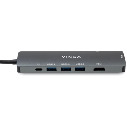 Адаптер Vinga Adapter USB-C to HDMI+RJ45+3xUSB3.0+SD+TF+PD100W (VHYC8) фото 5
