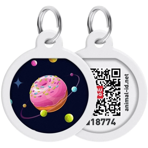 Адресник металевий WAUDOG Smart ID c QR паспортом малюнок Всесвіт пончиків 25 мм (0625-0218)