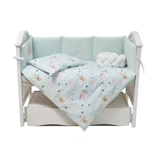 Постельный комплект Twins Fluffy Puffy mint 7 эл. ментоловый (4076-TFP-14)