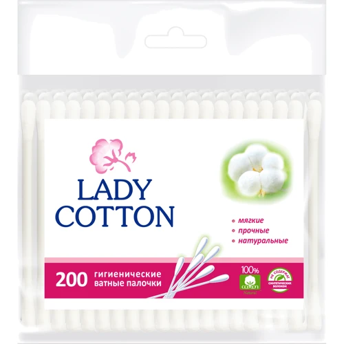 

Палочки ватные Lady Cotton в полиэтиленовом пакете 200 шт.
