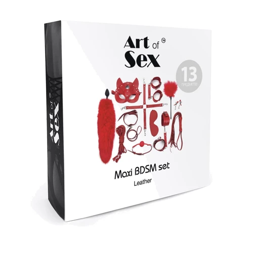 Набор Art of Sex - Maxi BDSM Set Leather, 13 предметов, натуральная кожа, черный