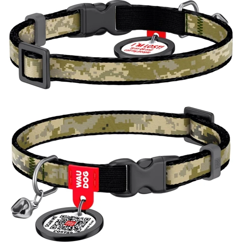 Нашийник Waudog Nylon Мілітарі з QR-паспортом для котів пластиковий фастекс XS 10 мм (279-4026)