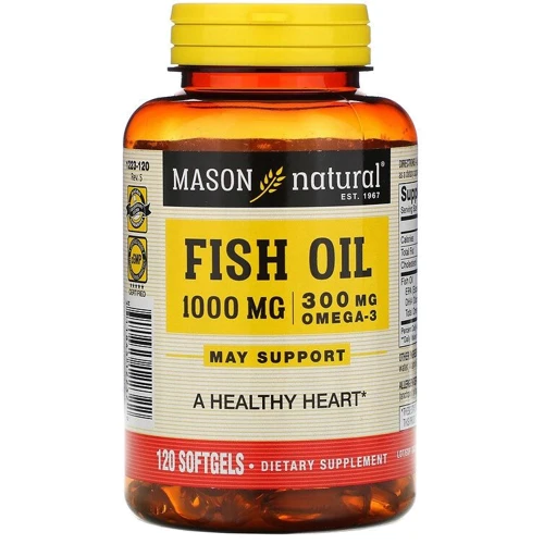 Mason Natural Omega-3 Fish Oil Рыбий жир с Омега-3 120 гелевых капсул