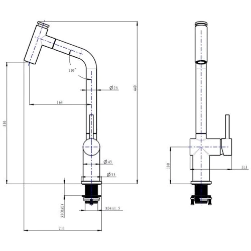 Змішувач для кухонного миття Nett FBB-44 Black