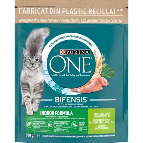 Сухой корм Purina One Indoor Purina ONE Indoor для взрослых кошек постоянно находящихся в помещении с индейкой 800 г (7613035468047)