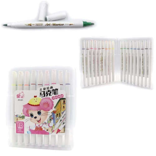 Скетч Маркер двусторонний JO Mouse 221-18 18 шт. набор: Пол Мальчик, Девочка