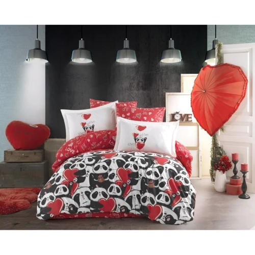 Комплект постільної білизни Hobby Poplin Amore євро червоний (48970_2,0)