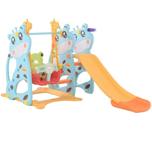 Уличный игровой комплекс Toti Жирафик горка и качели Голубой (07-405)