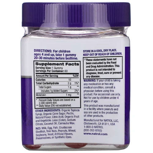 Natrol Kids Melatonin Ages 4+ Berry Мелатонин для детей от 4 лет 60 жевательных конфет: Форма выпуска Таблетки жевательные