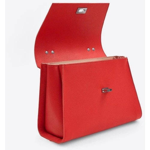 Женская сумка-сэтчел The Wings Classic Saffiano красная (TW-Classic-red-saf): Фактура Сафьяно, Матовая
