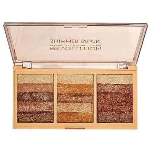 Makeup Revolution Shimmer Brick Palette Тени для век Палетка 15 цветов 15 g: Тип теней Запеченные