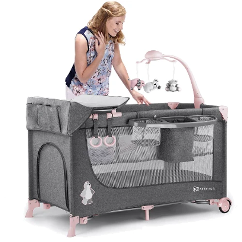 Ліжко-манеж з пеленатором Kinderkraft Joy Pink (KKLJOYPNK000AC): Колеса 2 колеса