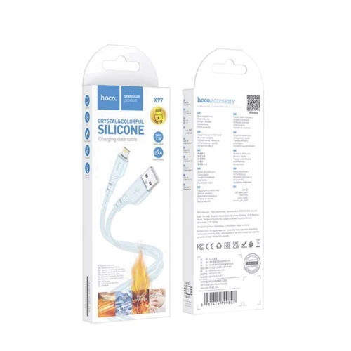 Кабель Hoco USB Cable to Lightning X97 Crystal 2.4A 20W 1m Light Blue фото 4