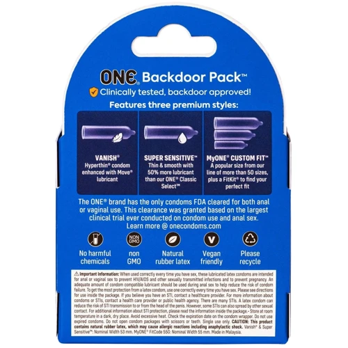 Презервативы ONE Backdoor, 3 шт